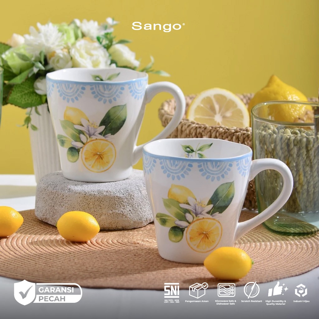 Sango Set Mug Limoncello Isi 2 | Gelas Cangkir Kopi Teh Susu Cafe Estetik Premium Estetik SNI