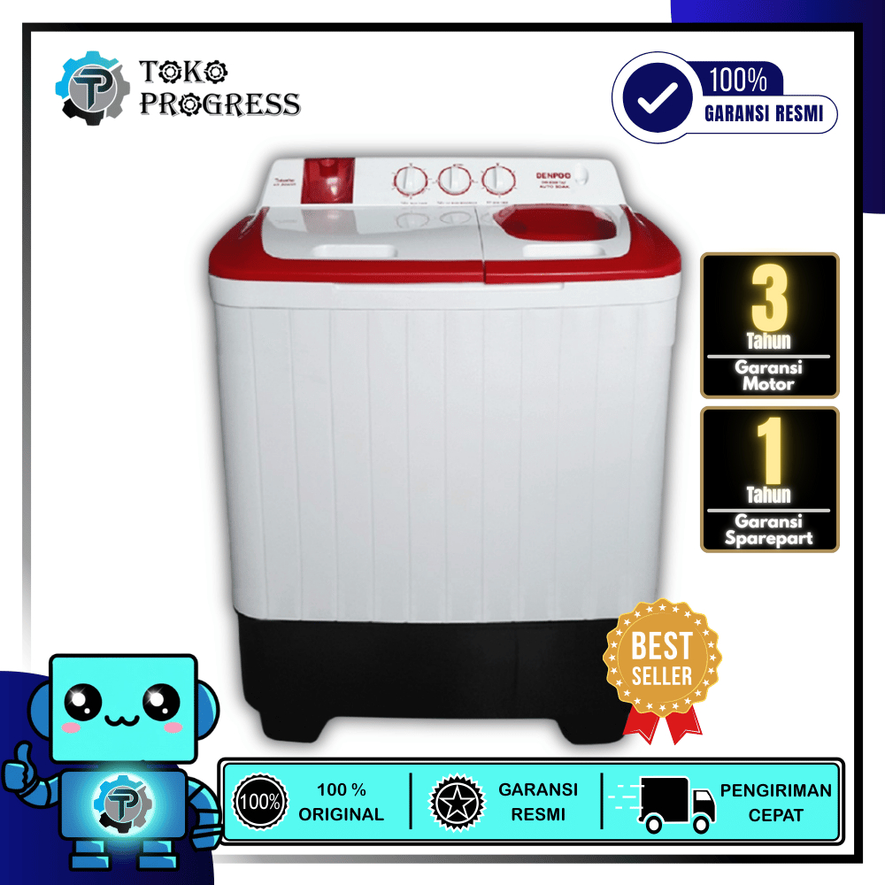 MESIN CUCI 2 TABUNG DENPOO DW-8308-TAF / DW8308
