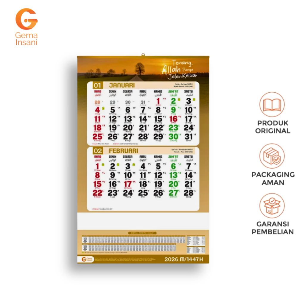 

Gema Insani Kalender Regional 2026 Hanging Calendar Soft Cover