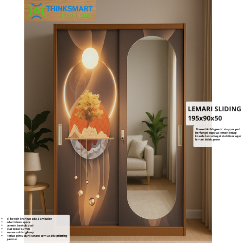 JABODETABEK Lemari Pakaian Besi Minimalis / Lemari Baju Besi Sliding / Lemari Sliding 2 Pintu - LA-7