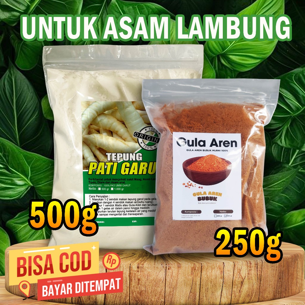 

Paket Hemat Tepung Garut 500g Gula Aren 250g