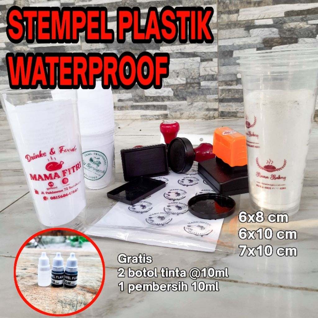 

stempel cup plastik, waterproof, anti luntur suport semua media