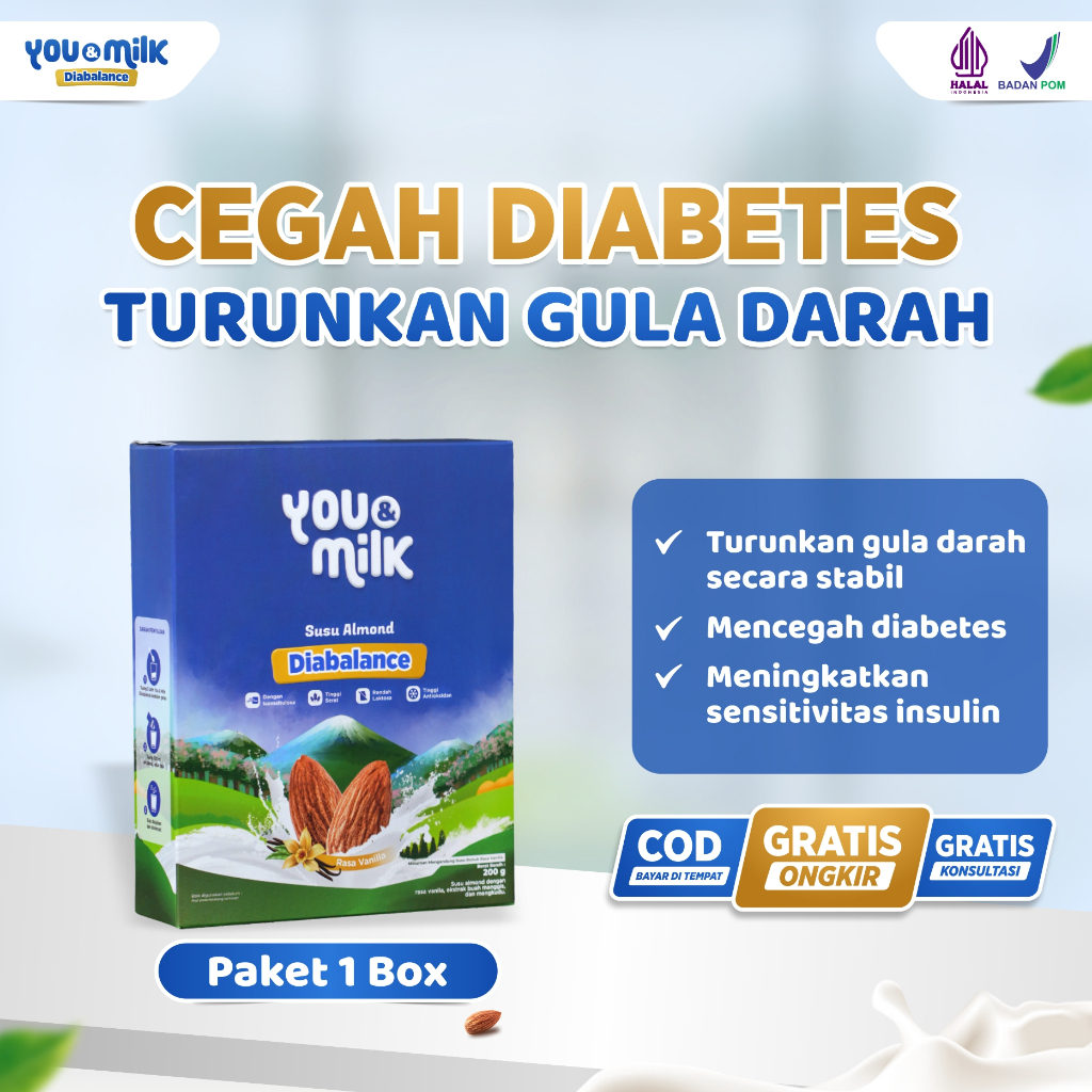 

YOU & MILK DIABALANCE 1 Box Susu Almond Herbal Menjaga Kesehatan Jantung Mencegah Diabates Sejak Dini Membantu Menurunkan Kadar Gula Darah Dalam Tubuh Isi 200 gram