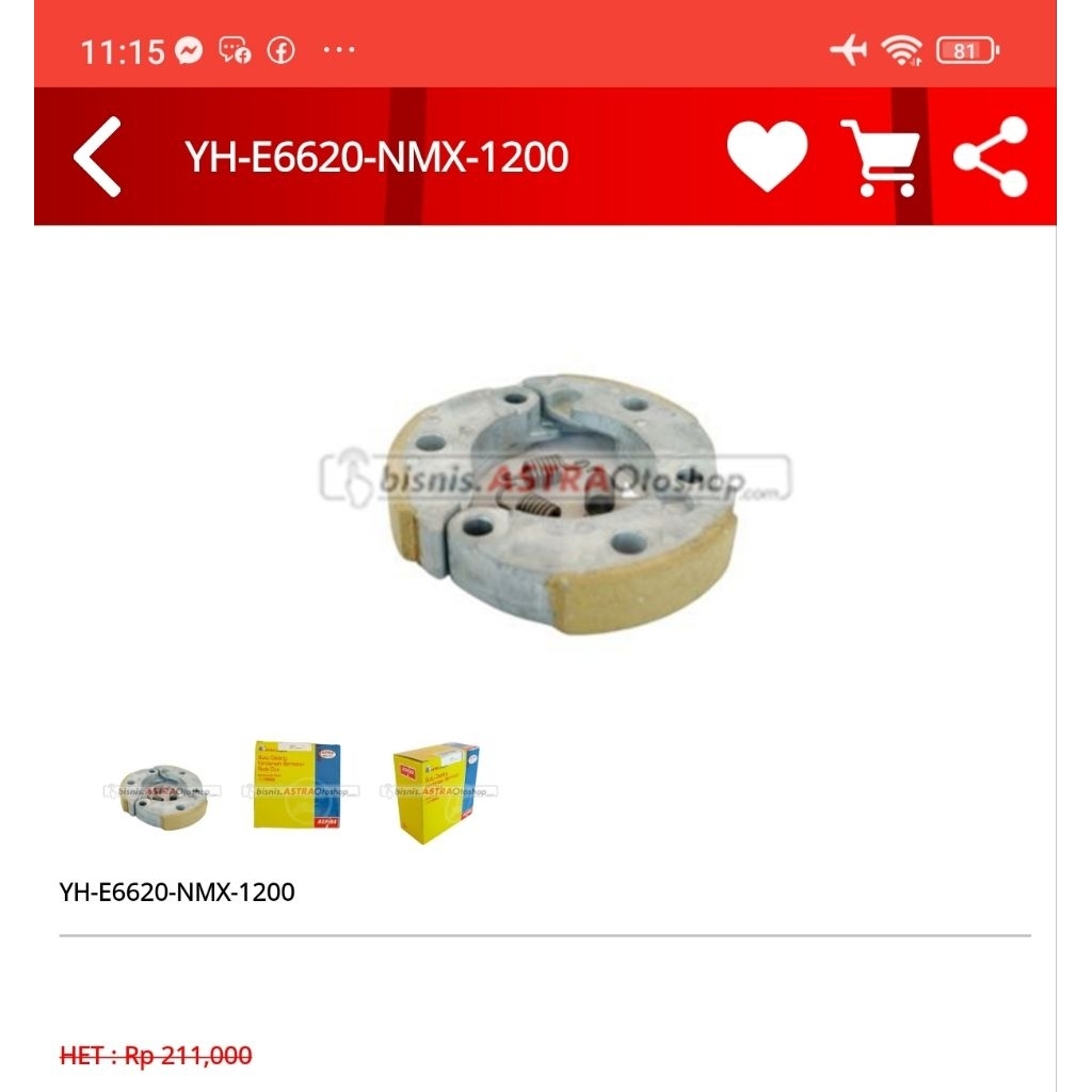 Kampas ganda aspira original yamaha nmax aerok lexi, pnp vario pcx adv