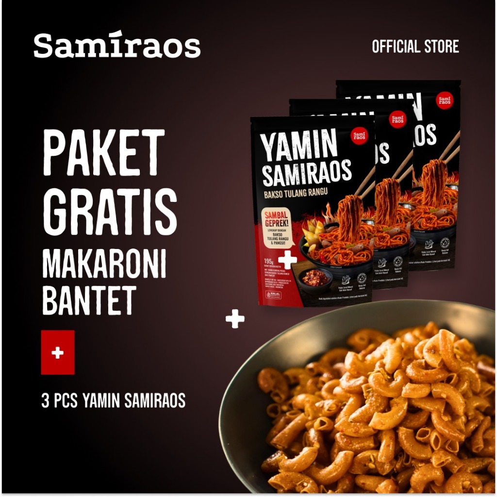 

SAMI RAOS - Paket GRATIS Camilan Makaroni + 3 Pcs Yamin Samiraos Bakso Tulang Rangu