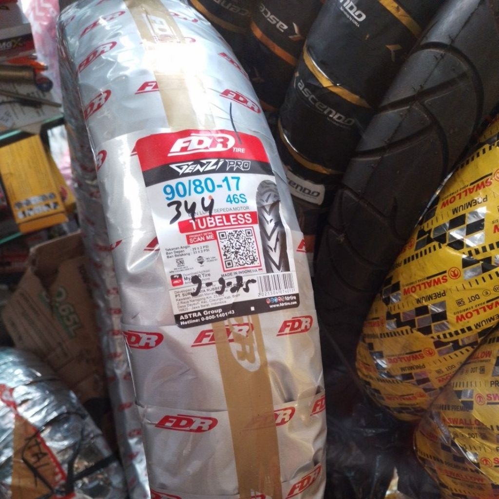 ban luar motor fdr 90/80-17 tubeless ring velq 17 tubles