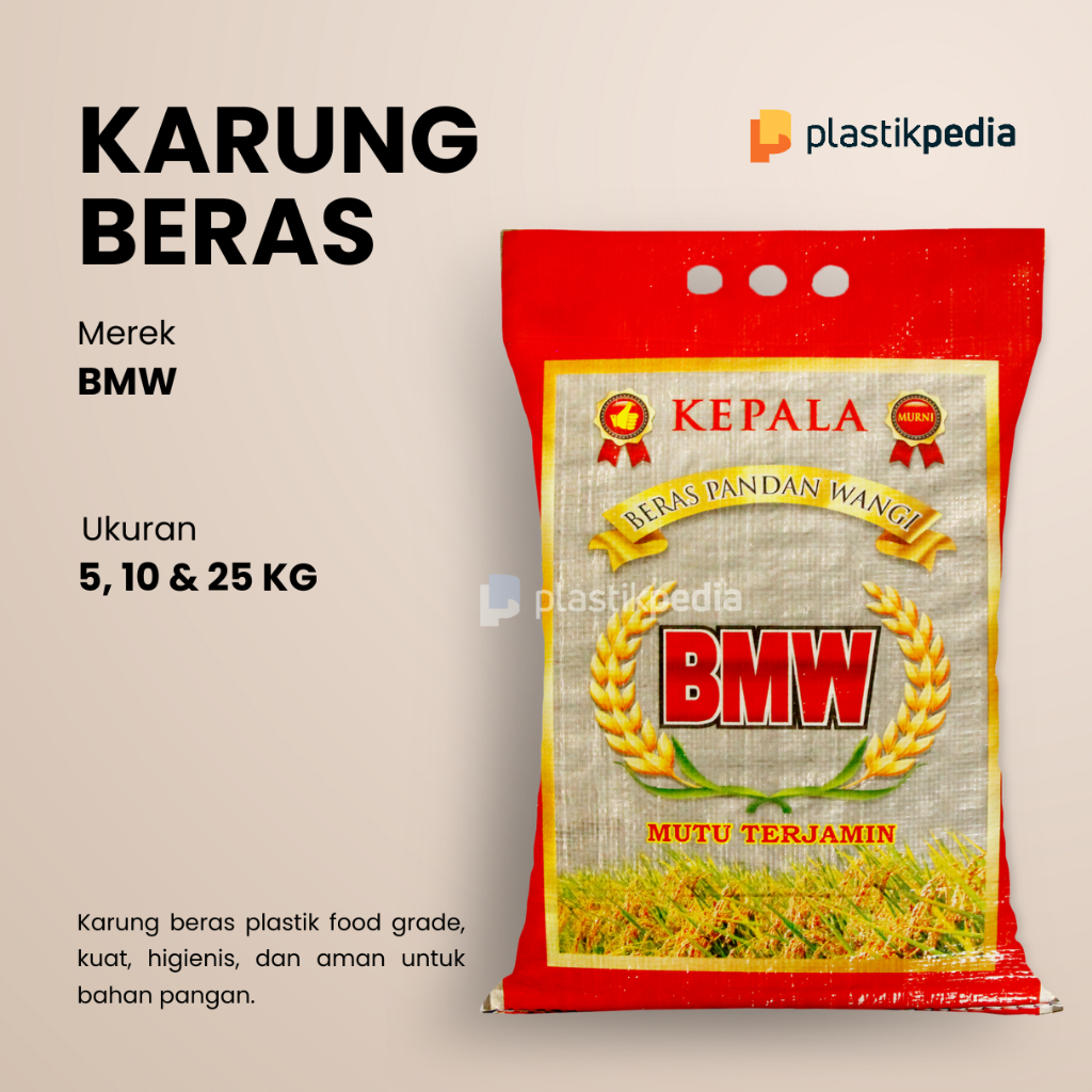 Karung Beras Laminasi BMW 5 kg – Ukuran 30x45 cm (ISI 10 PCS)