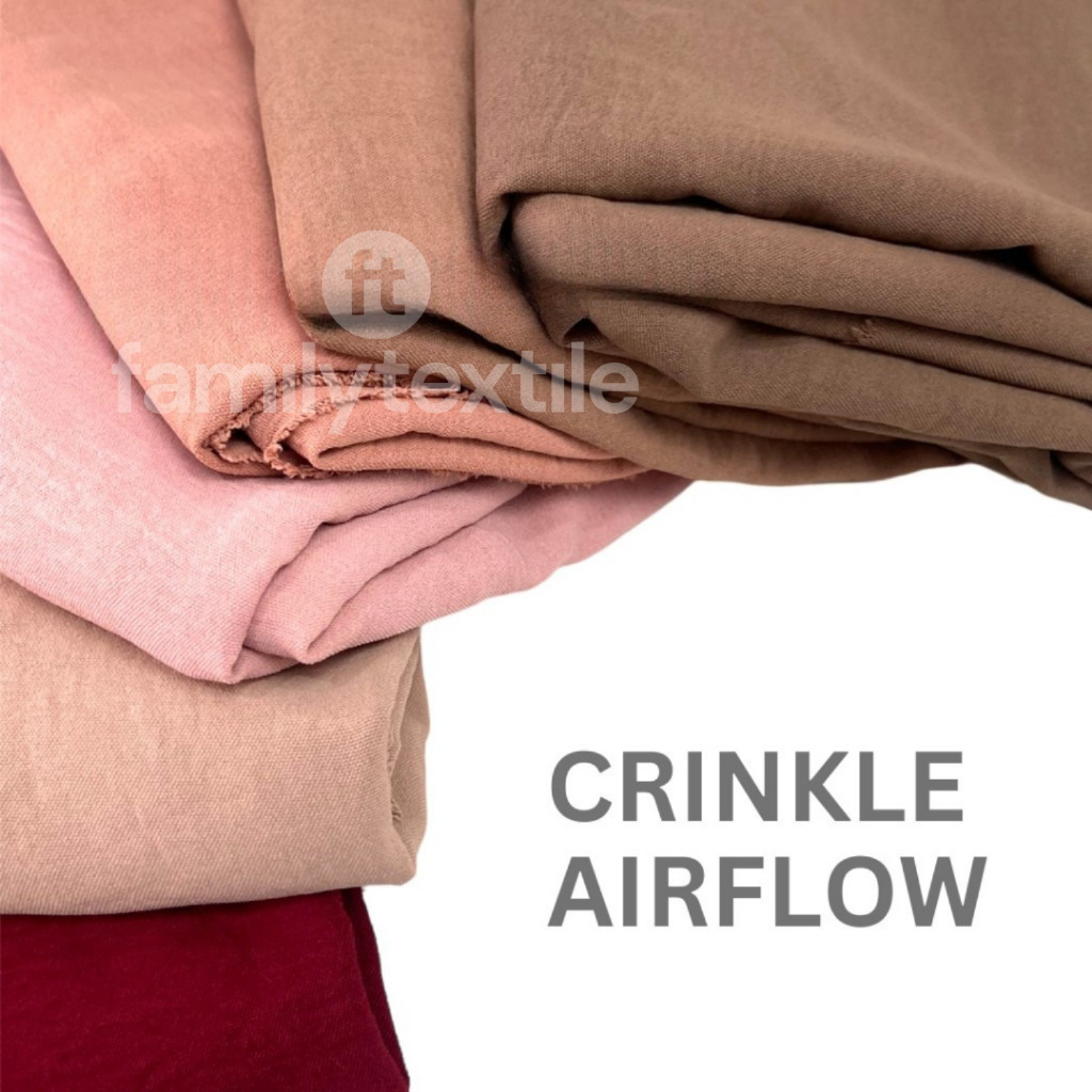 Kain Rayon Crinkle Cey Airflow 1 Meter Premium Quality Bahan Atasan Gamis