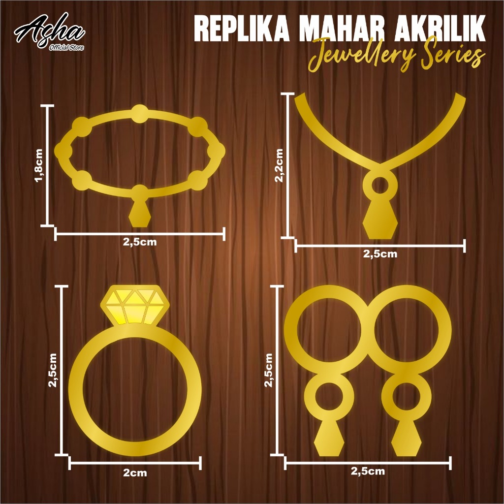 REPLIKA 1 SET  PERHIASAN - AKSESORIS AKRILIK MAHAR PERNIKAHAN - REPLIKA MAHAR EMAS BERVARIASI