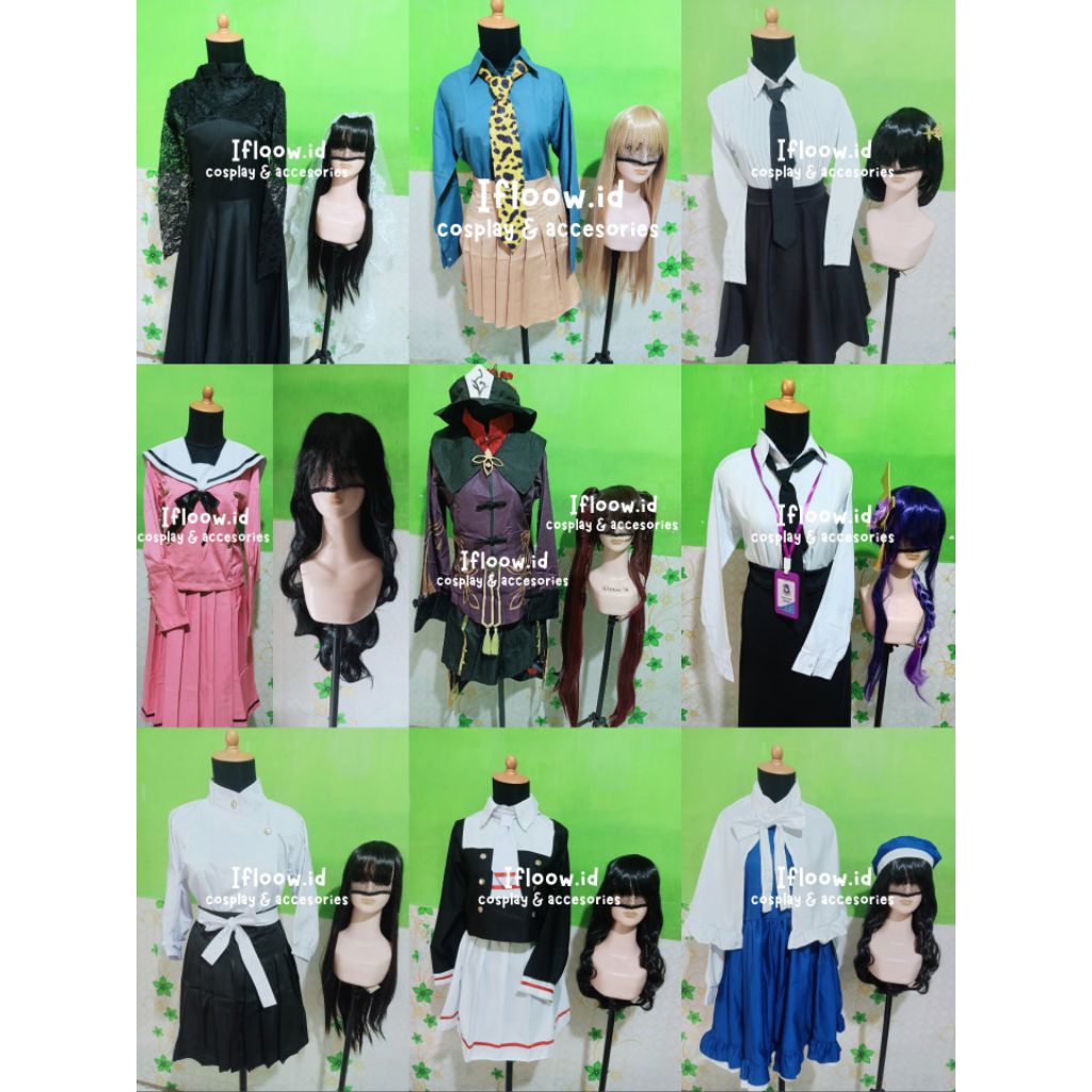 (ifloow.id) Sale Kostum Cosplay fullset 200k | Raiden Office Hu Tao Genshin Impact Akiko Yosano Yuta