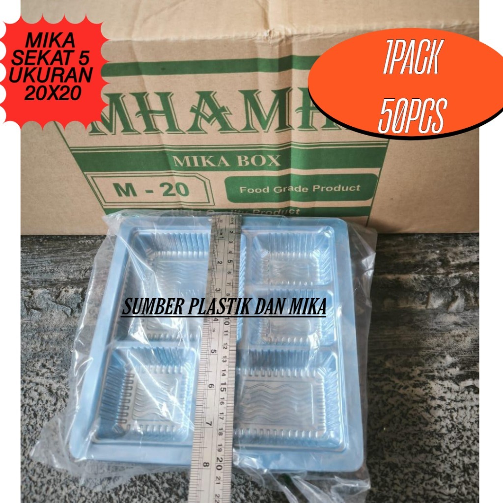 [ 1dus / 1500pcs ] Mhami M18 & M20 Mika Nasi Padang Sekat 5 Ukuran 18x18 Mika Sekat 4 / 20x20 Mika S