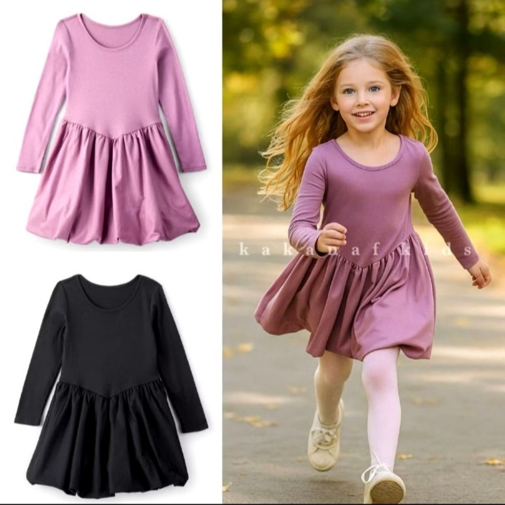 Dress Anak Lengan Panjang Rok Balon