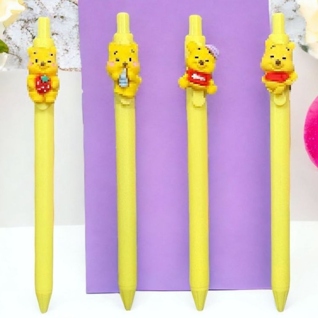 

~itsi_store~Pulpen Kartun Bear Kuning Tinta Gel Cair Hitam Motif Animasi Kartun Unik Pena Cetekan Karakter Beruang