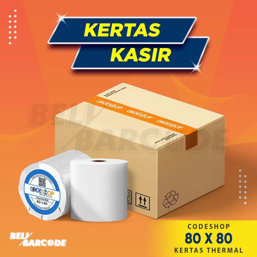 

Kertas Kasir Thermal Codeshop 80 x 80 Cetak Struk Isi 50 Roll