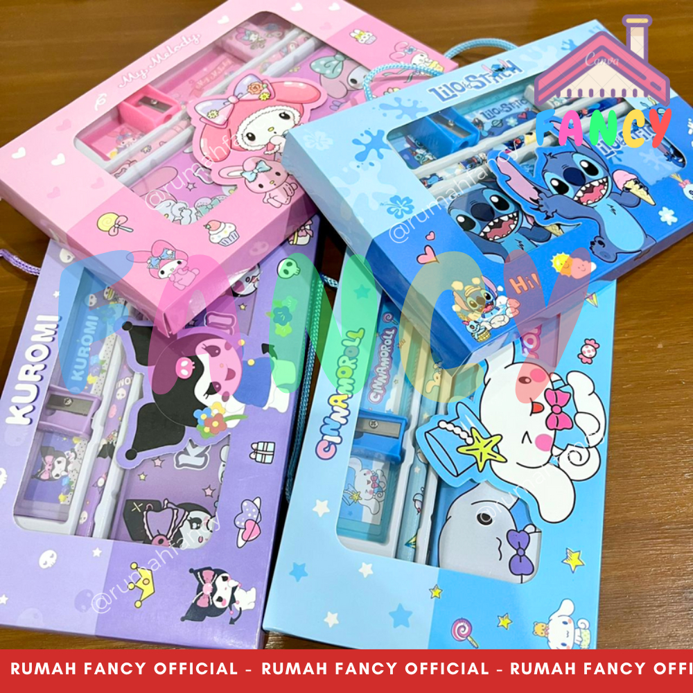 

Paket Alat Tulis / Study Set Fancy 9009 Tempat Pensil + Alat Tulis Karakter SNR Anak Cewek Lucu Unik