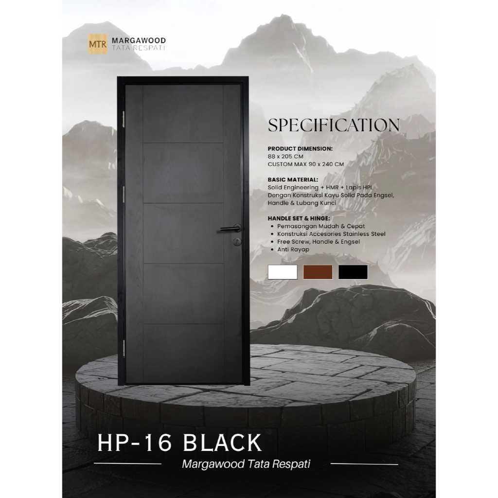 Pintu Margawood HP-16 88x205 Pintu Kamar / Internal. Pintu Engineering kusen aluminium lapis HPL.