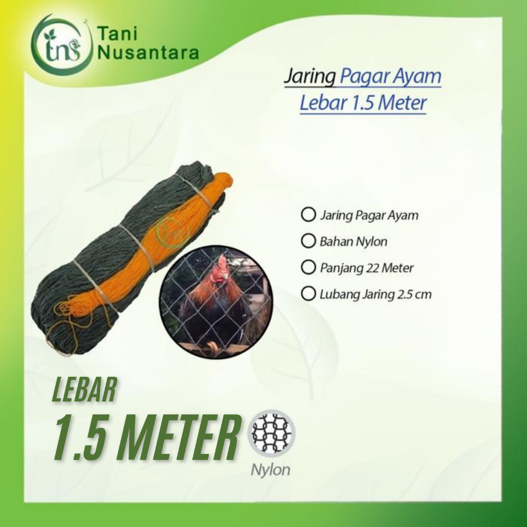 Jaring Promo Nylon Lebar 1.5 Meter Panjang 25 Meter Pembatas Ayam Pagar Waring