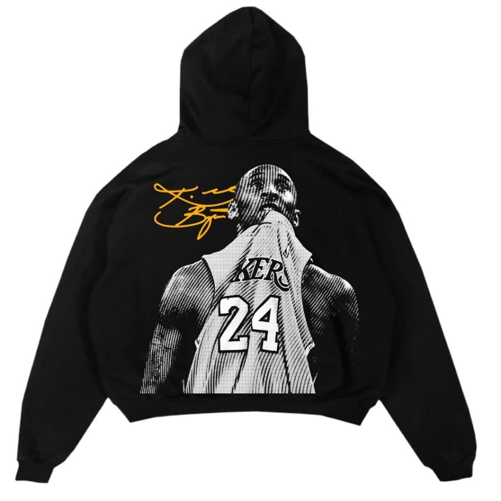 Psycho Crucify "Kobe" Hoodie Boxy Black Oversize | Hitam | Jaket | Hoodie Band | Lakers