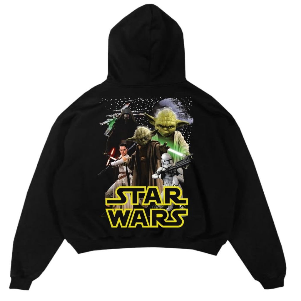 Psycho Crucify "Star Wars" Hoodie Boxy Black Oversize | Hitam | Jaket | Hoodie Band
