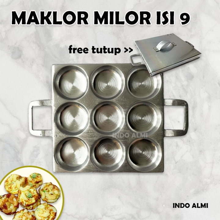 Cetakan Maklor Milor Cilor Isi 9 Aluminium Tebal Free Tutup Makaroni Telur Mie Telur Aci Telor