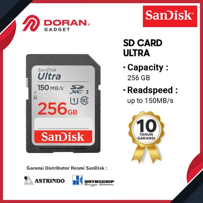 Sandisk SD Card 256GB CL10 120MBPS - 150Mbps Memory 256GB MMC 256GB - Garansi Resmi 10 Thn