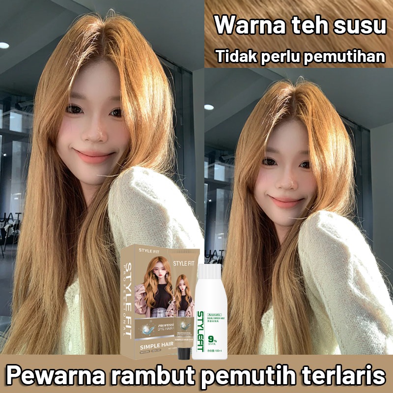 [Pewarna rambut super putih yang laris manis] STYLE FIT Warna teh susu 200ml pewarna rambut pewarna 