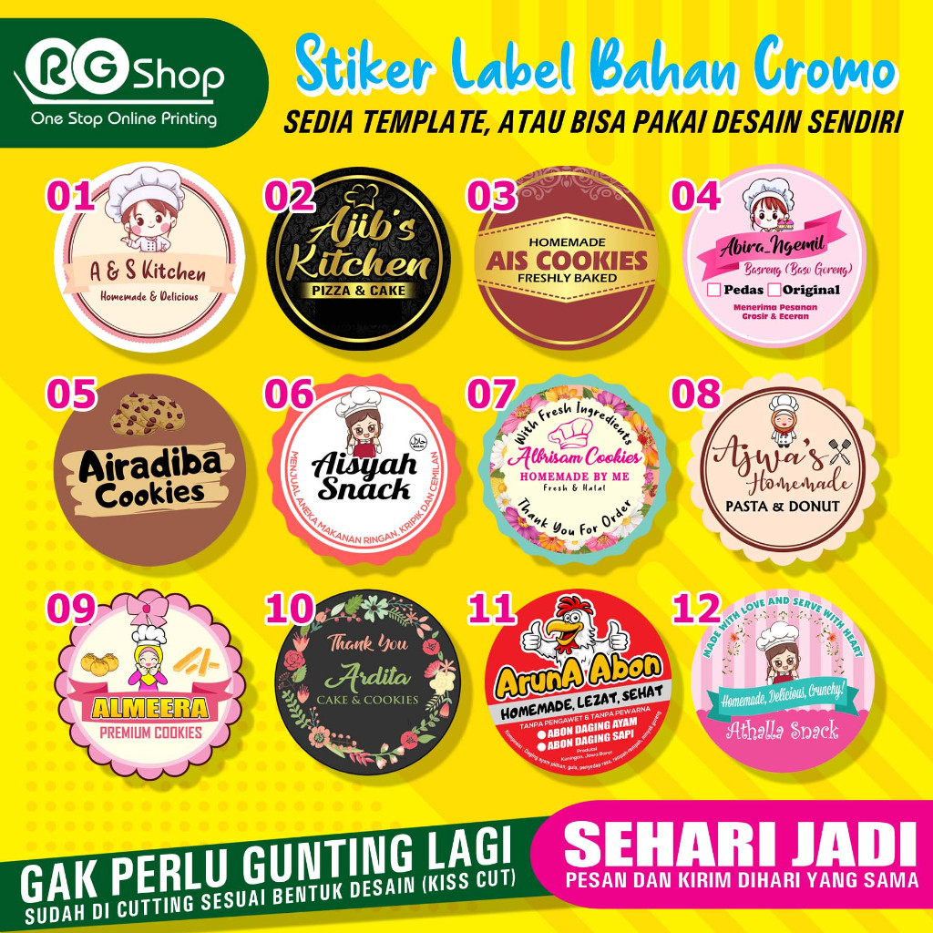 STIKER LABEL KEMASAN MAKANAN KUE COOKIES TOPLES LEBARAN KUE LEBARAN