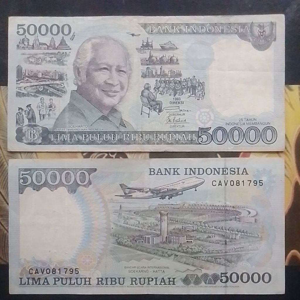 UANG KUNO ASLI 50000 RUPIAH SERI SOEHARTO EMISI TAHUN 1993