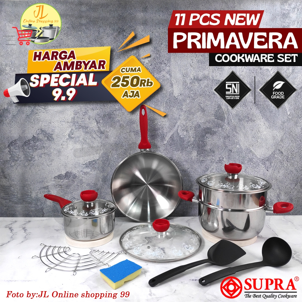 SUPRA Harga Ambya Special 9.9 panci set 11PCS PrimaVera Cookware Set / panci set