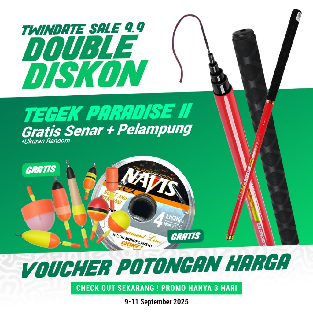 dopemani - tornado new tegek paradise ii joran pancing fiber coating carbon ringan kuat