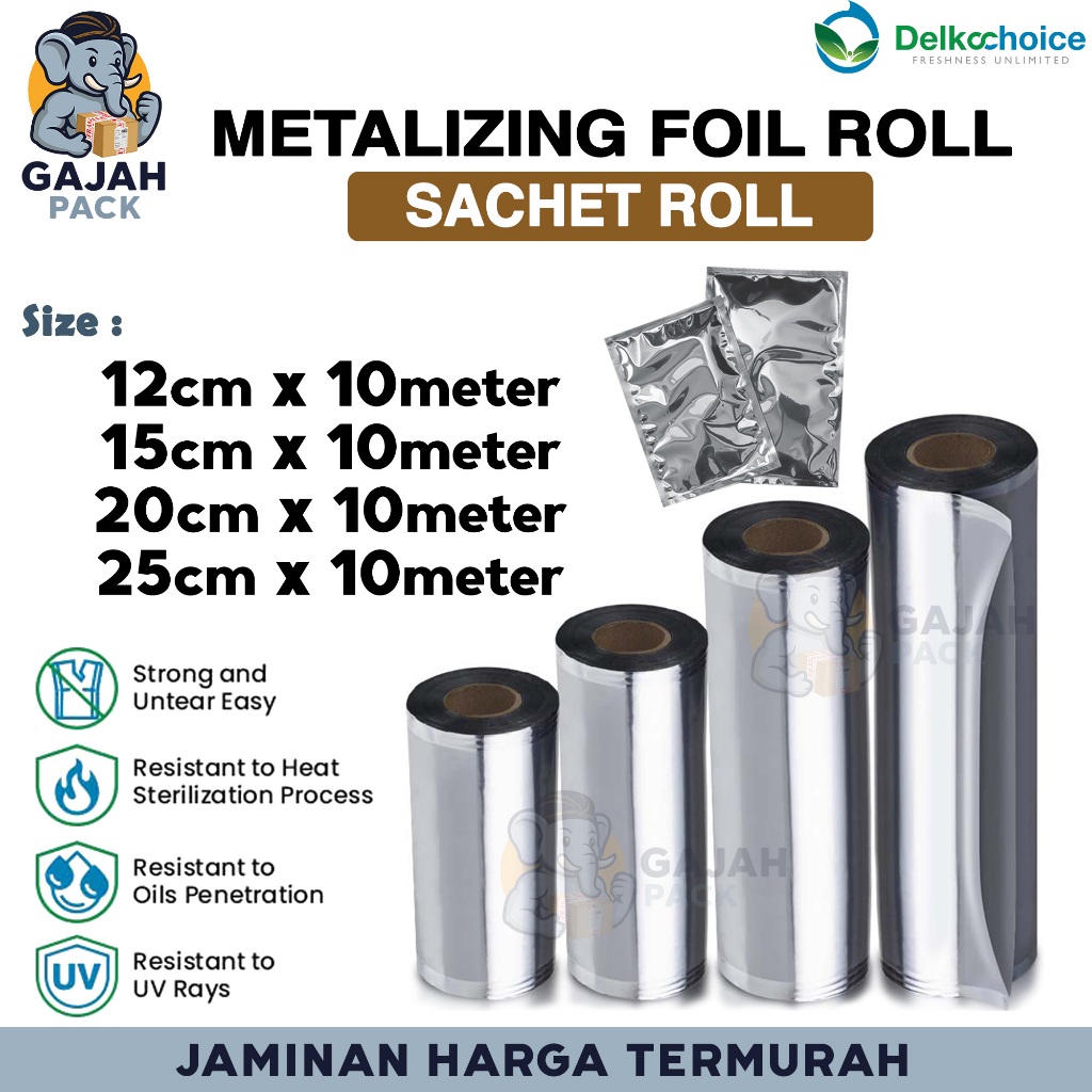 Sachet Roll Full Aluminium Metalizing Foil Gulungan Kemasan Saset Food Grade Tahan Panas / ROLL