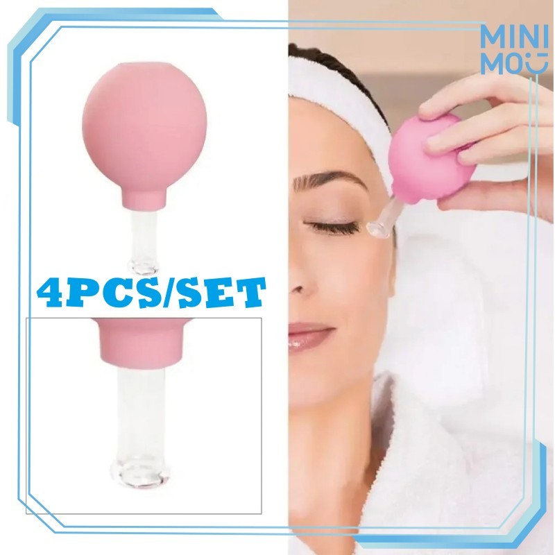 4PCS/Set Facial Cupping Cup Bekam Wajah Kaca Premium Dengan Teknik Vakum Hisap Untuk Meningkatkan Ke