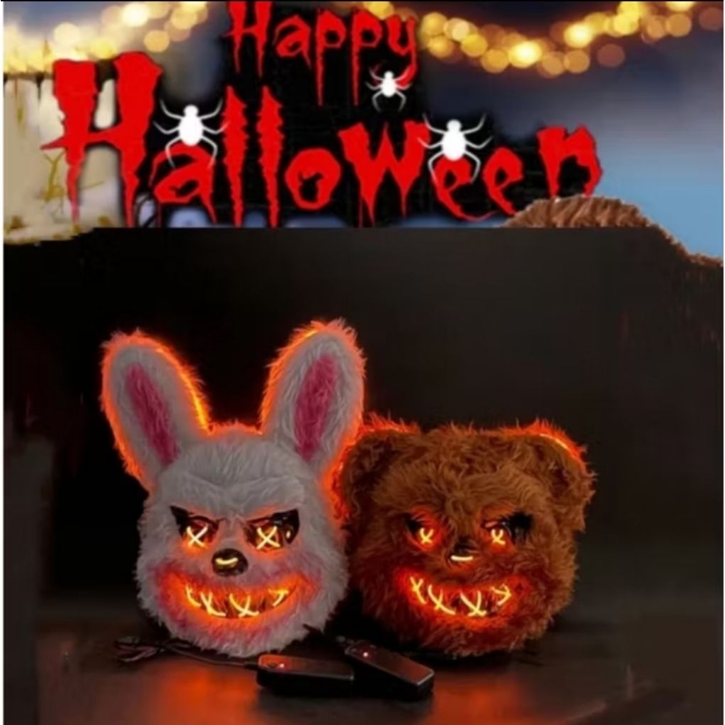 topeng led halloween topeng kelinci led topeng beruang led topeng seram nyala