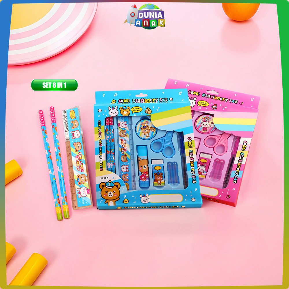 

EC Alat Tulis Set Anak 8IN1 Karakter Set School Supplies for Child / Paket Alat Tulis Anak TK / Gift Kids Stationery DUNIA ANAK A26