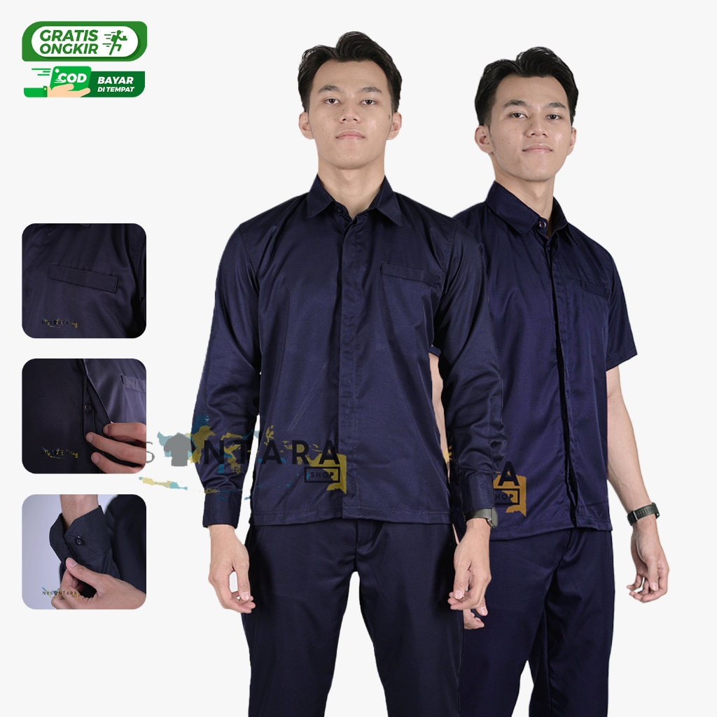 Kemeja Safari Terbaru 2025 Baju Safari Security Satpam Warna Navy