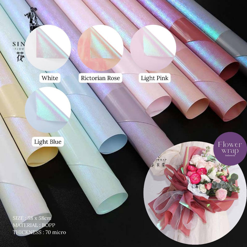 

Cellophane Flower wrapping paper varian Sparkling hologram premium paper florist kertas hologram buket bunga premium
