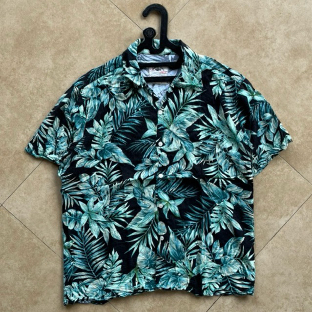 KEMEJA OPEN COLLAR D LAND BLACK GREEN SECOND