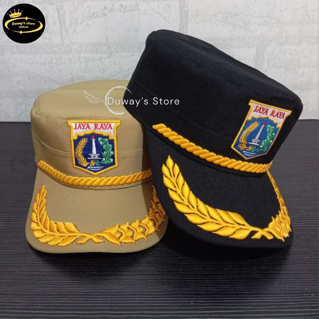 TOPI KOMANDO PEMDA DKI HITAM & KHAKI FREE NAMA - TOPI PEMDA DKI JAKARTA