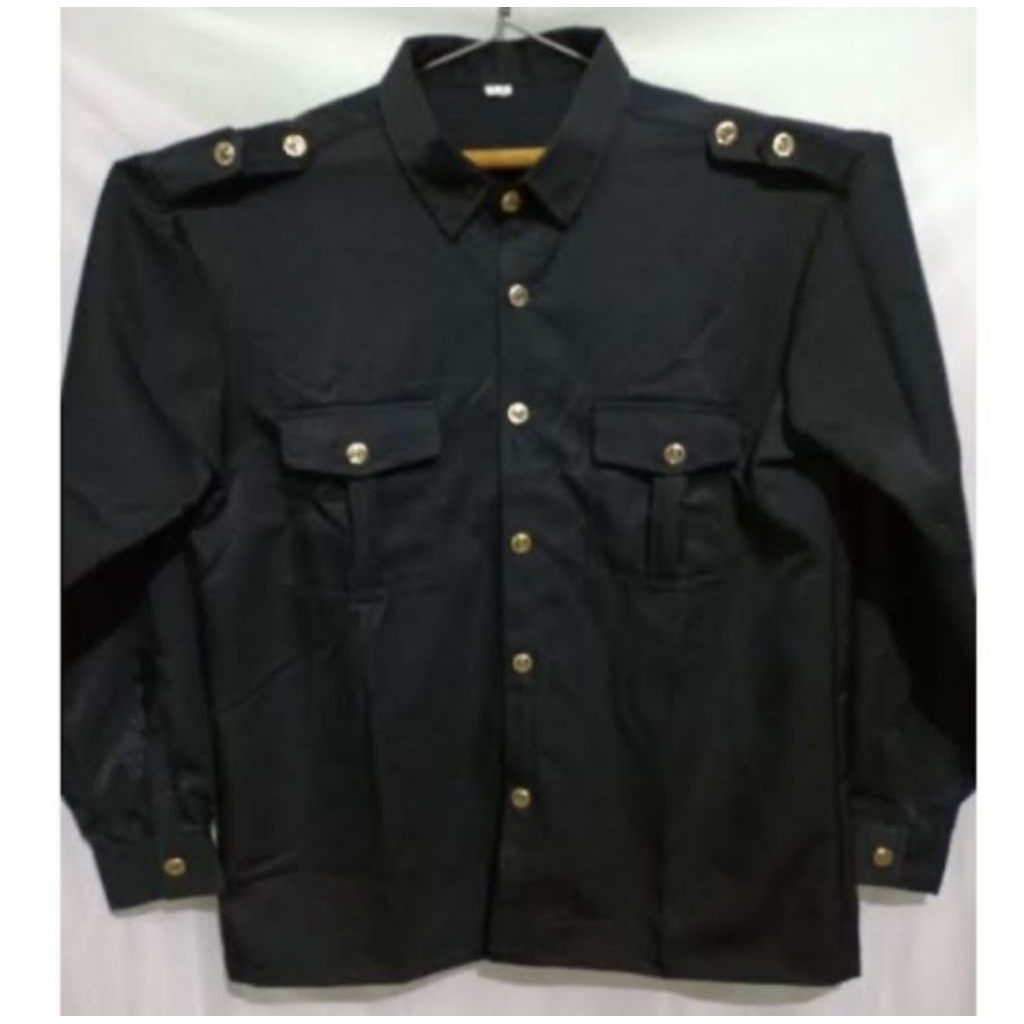 SERAGAM SAFARI HITAM KANCING GARUDA LENGAN PANJANG/BAJU SAFARI HITAM LENGAN PANJANG