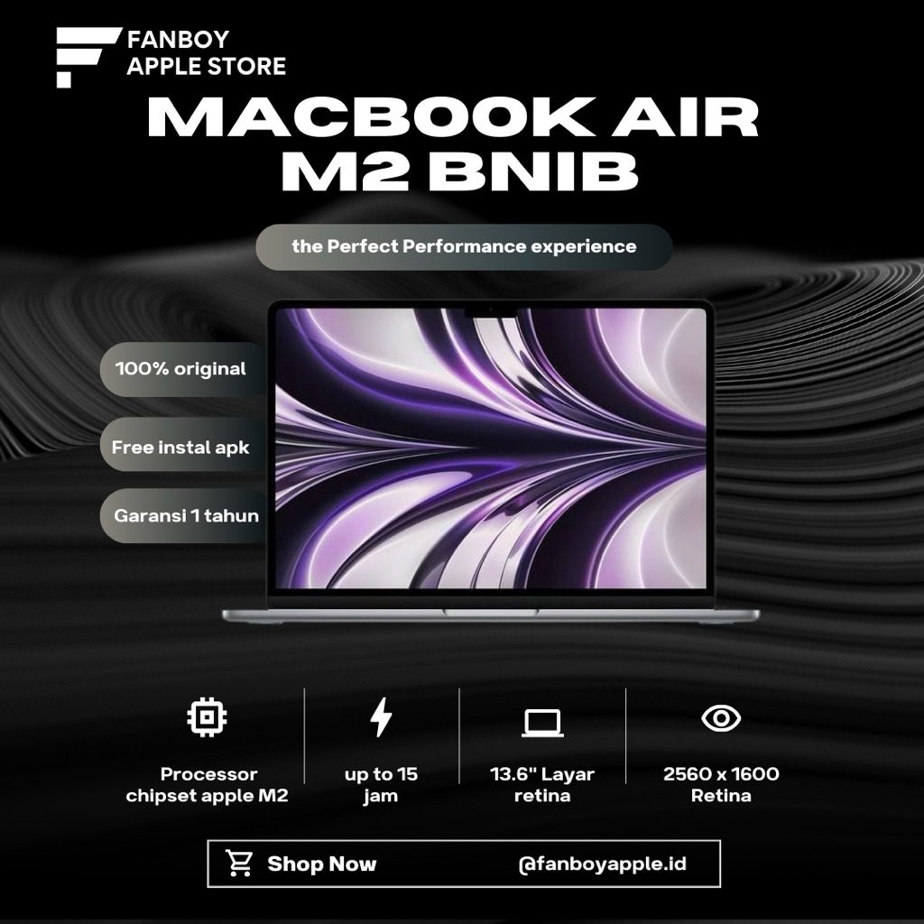 MacBook Air M2 | Ram 16GB | SSD 256GB | New Garansi Resmi 1 Tahun