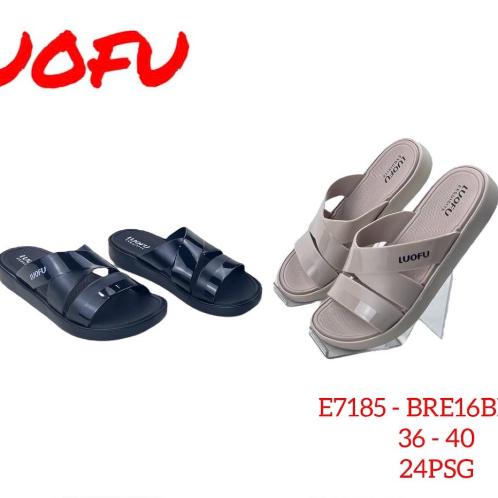 LUOFU sandal selop wanita sandal teplek karet sandal luofu wanita sandal tali silang E7185