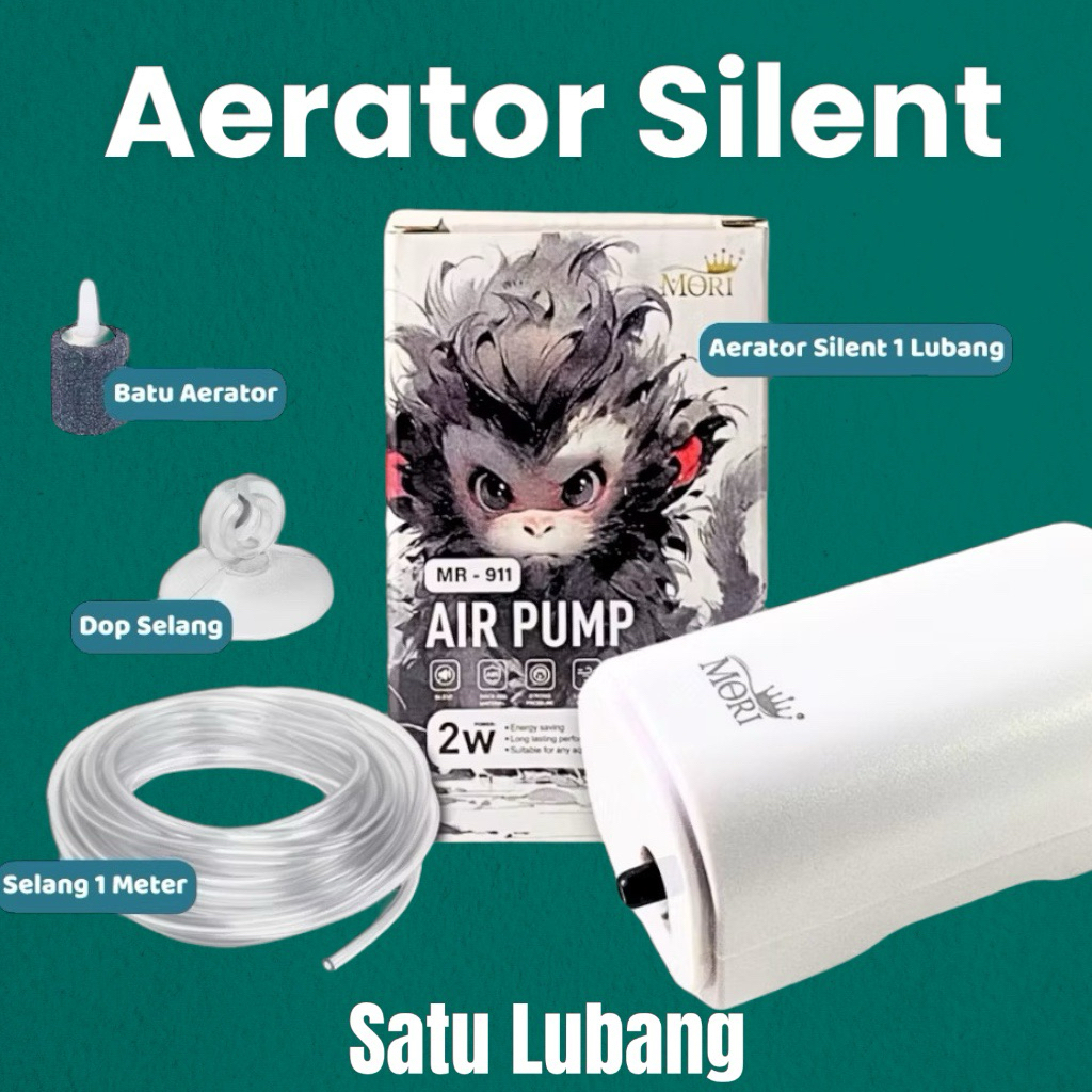 AERATOR AQUARIUM SILENT 1 LUBANG MESIN GELEMBUNG UDARA AERATOR AQUARIUM