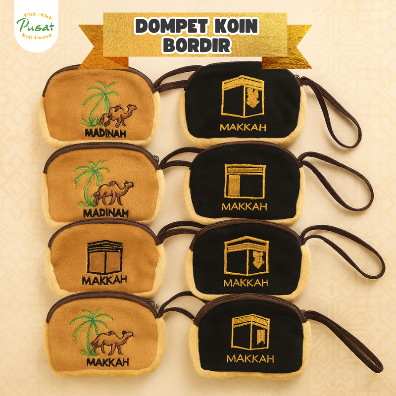 Dompet Koin Madinah Mekah Oleh - Oleh Haji Umroh Bahan Halus Bordir