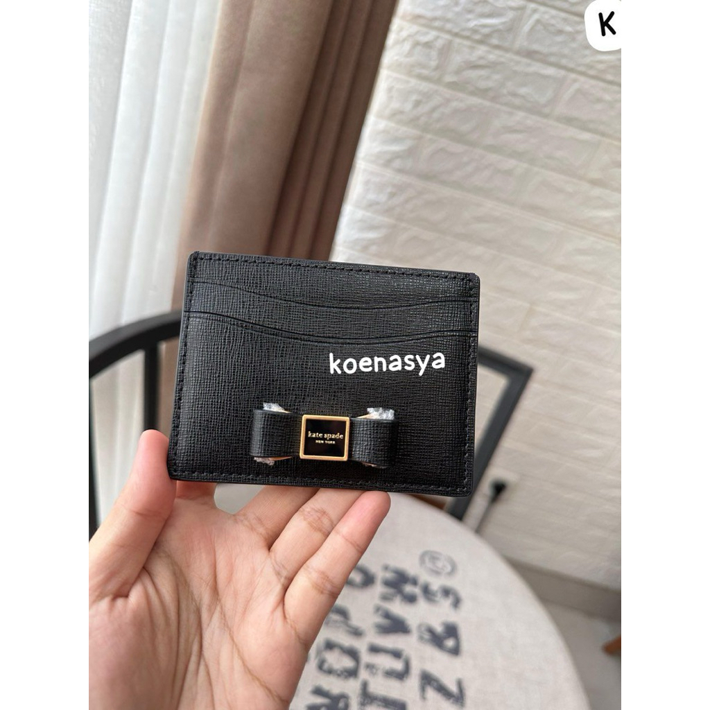 

ks kat* spade original morgan bow black slim id Card case Holder new