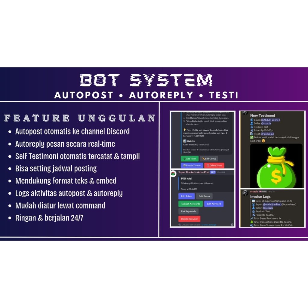 SCRIPT BOT AUTOPOST & AUTOREPLY SELF BOT DISCORD | NO ETC PERMANENT