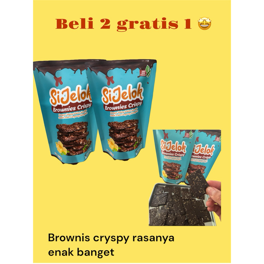 

brownis cryspy buy two get one ,enak banget