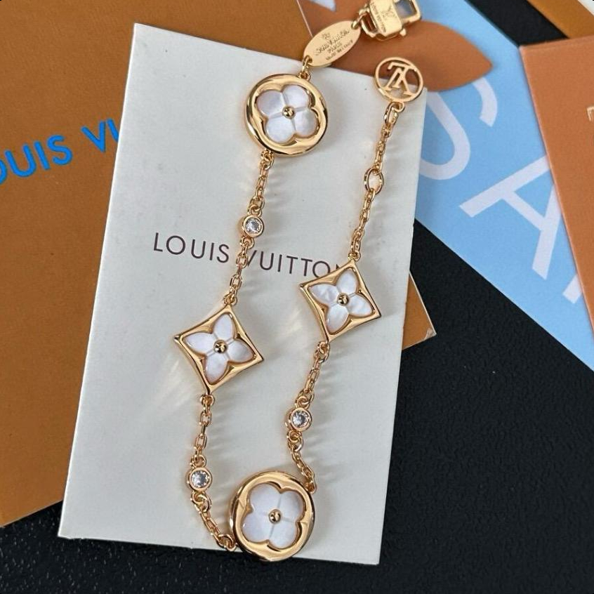 【Emas asli 18K/100%ORI】Louis Vuitton LV Gelang Empat Bunga 18K Rose Gold Diamond Bracelet/LV bracele