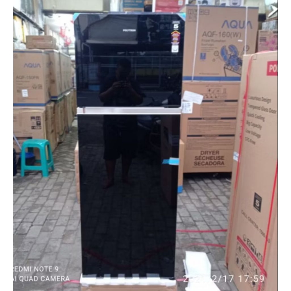 kulkas Polytron 29MNX kulkas 2 pintu kaca hitam belleza lemari es jambi ice twist pocket tempered gl