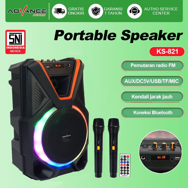 Advance 12inchi Speaker Bluetooth With Free mic Portable Karaoke Speaker Karaoke Radio FM