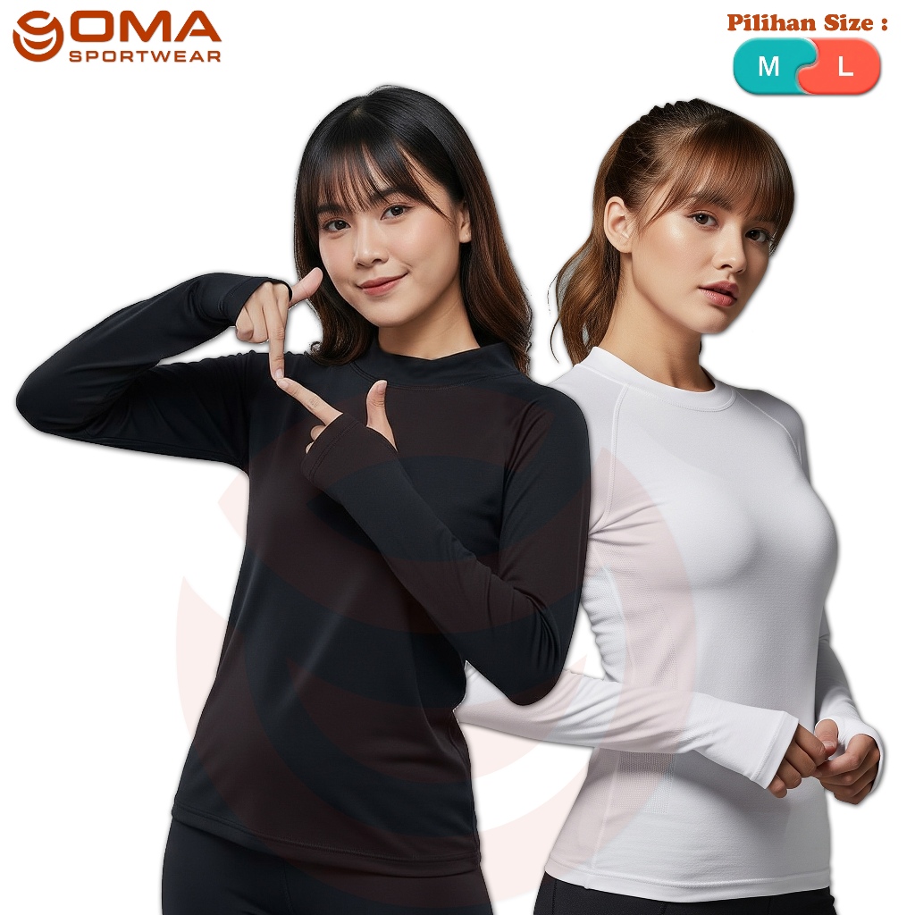 Baju Kaos Manset Baselayer Sport Wanita Lengan Panjang Thumbhole / Manset Dalaman Olahraga Wanita